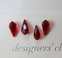 Vintage Czech Siam crystal Drops 18 x 9 MM Fancy Crystal drops 3/12/36 Pieces