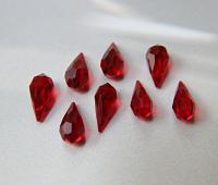 Vintage Czech Siam crystal Drops 18 x 9 MM Fancy Crystal drops 3/12/36 Pieces