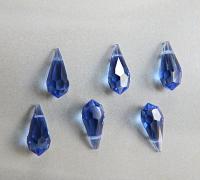 Vintage Czech Sapphire crystal Drops 18x9 MM Fancy Crystal drops 3/12/36 Pieces