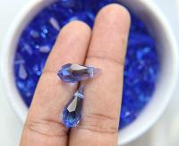 Vintage Czech Sapphire crystal Drops 18x9 MM Fancy Crystal drops 3/12/36 Pieces