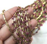 12 SS Vintage Fancy Rhinestone Chain Swarovski in Fuchsia 3mm 0.5/1/2/5 Meters embroidery materials, craft vintage findings, embellishments