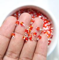 4mm Swarovski Fireopal crystal dangles in Sterling Silver wire wrapped- charms- drops- jewelry making 72/144/432/1000Pieces