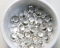 Swarovski 4470, Crystal Satin Unfoiled Faceted Square Fancy Stone 12MM in 2 Loop Sterling Silver Settings 1/6/12 Pieces
