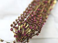 12 SS Vintage Fancy Rhinestone Chain Swarovski in Fuchsia 3mm 0.5/1/2/5 Meters embroidery materials, craft vintage findings, embellishments