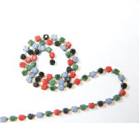 10 SS Rhinestone Chain Vintage Glass Pressed Chatons in Multi Color Opaque 2.8 mm 1/2/5/15 Meters vintage findings, strass chains, craft