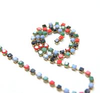 10 SS Rhinestone Chain Vintage Glass Pressed Chatons in Multi Color Opaque 2.8 mm 1/2/5/15 Meters vintage findings, strass chains, craft