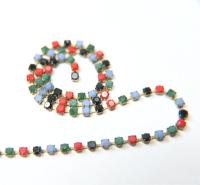 10 SS Rhinestone Chain Vintage Glass Pressed Chatons in Multi Color Opaque 2.8 mm 1/2/5/15 Meters vintage findings, strass chains, craft