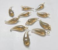 Vintage styled Chili Handmade Dangle in glass 25 mm long in Light Grey Opal (6/30 pieces)