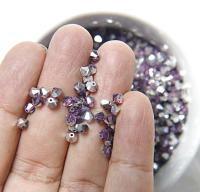 Swarovski (4mm) Amethyst Comet Argent Light Bicones Beads 72/144/432/720 Pieces jewelry making craft supplies, loose beads, vintage findings