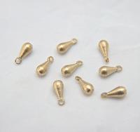Long Metal Drops, Teardrop Charms, in brass 13x5.5mm, 2mm Loop, 12/60 pieces