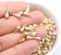 Long Solid Metal Drops, Teardrop Charms, in brass 10x4.5mm, 1.4mm Loop, 15/75 pieces jewelry findings, vintage jewelry parts