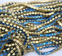 4mm Square Swarovski fancy Rhinestone Chain in Capri Blue 0.5/1 Meter Brass Settings Wedding Bridal Supplies|Decoration