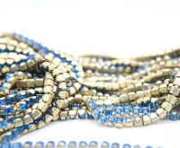 4mm Square Swarovski fancy Rhinestone Chain in Capri Blue 0.5/1 Meter Brass Settings Wedding Bridal Supplies|Decoration