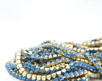 4mm Square Swarovski fancy Rhinestone Chain in Capri Blue 0.5/1 Meter Brass Settings Wedding Bridal Supplies|Decoration