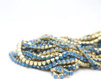 4mm Square Swarovski fancy Rhinestone Chain in Capri Blue 0.5/1 Meter Brass Settings Wedding Bridal Supplies|Decoration