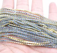 14pp Cubic zirconium Rhinestone Close Cup Chain in Opal Montana (2mm) 0.5/1/2/5 Meters Brass Settings, strass findings, jewelry making, rare