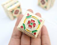 Little Metal covered vintage styled square gift box, hand painted pack
