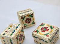 Little Metal covered vintage styled square gift box, hand painted pack