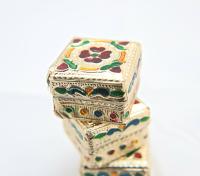 Little Metal covered vintage styled square gift box, hand painted pack