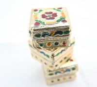 Little Metal covered vintage styled square gift box, hand painted pack