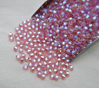 Swarovski (4mm) Light Rose AB 2X FC Bicones Beads 36/72/144/432/720 Pieces (223) rainbow beads, embroidery materials, jewelry making