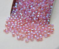 Swarovski (4mm) Light Rose AB 2X FC Bicones Beads 36/72/144/432/720 Pieces (223) rainbow beads, embroidery materials, jewelry making