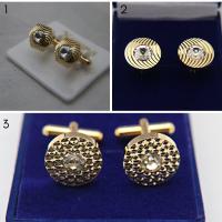Swarovski Gold Cufflinks, Crystal Cuff links Man Father Of The Bride Groomsmen Gift For Him, Wedding, Gold crystal