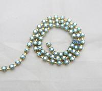 12 SS Rhinestone Chain Swarovski Aquamarine AB 3mm 0.5/1/2/5 Meters strass chains, couture materials jewelry making, embroidery materials