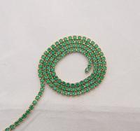 14pp Cubic zirconium Rhinestone Close Cup Chain in Opal Jade Green (2mm) 0.5/1/2/5 Meters Brass Settings, strass findings, jewelry making