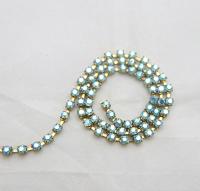 12 SS Rhinestone Chain Swarovski Aquamarine AB 3mm 0.5/1/2/5 Meters strass chains, couture materials jewelry making, embroidery materials