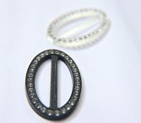 Swarovski Buckle - Clear/Black, Oval clothing accessories, tailoring, belts, embellishments, wedding decorations, crafts supplies
