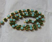 16 SS Rhinestone Chain Swarovski in Mint Alabaster & Peridot 4mm 0.5/1/2/5/15 Meters embroidery materials, craft vintage findings