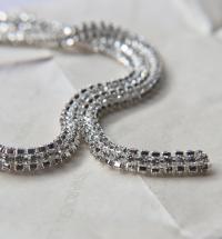 Swarovski Serpentine chain Round Rhinestone lace in Silver Plating 7mm thick for embellishments/Jewellery/couture inside (Hole 3mm) jacket