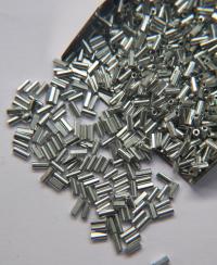 True Cuts Size 2 (2x4mm) Bugle Beads 5/10/20/50/250/500 Grams Metallic Aluminum Silver Preciosa Ornella loose tube beads embroidery material
