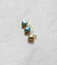 Swarovski 4mm fancy stone square setting drop one loop in 15 Colors 6/12/36/144/720 Pieces premium jewelry supplies in Brass setting charms