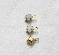 Swarovski 4mm fancy stone square setting drop one loop in 15 Colors 6/12/36/144/720 Pieces premium jewelry supplies in Brass setting charms