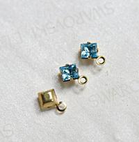 Swarovski 4mm fancy stone square setting drop one loop in 15 Colors 6/12/36/144/720 Pieces premium jewelry supplies in Brass setting charms