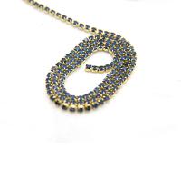 14pp Cubic zirconium Rhinestone Close Cup Chain in Opal Montana (2mm) 0.5/1/2/5 Meters Brass Settings, strass findings, jewelry making, rare