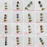 Swarovski 4mm fancy stone square setting drop one loop in 15 Colors 6/12/36/144/720 Pieces premium jewelry supplies in Brass setting charms