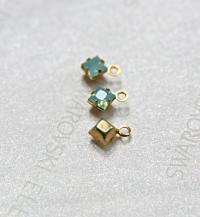 Swarovski 4mm fancy stone square setting drop one loop in 15 Colors 6/12/36/144/720 Pieces premium jewelry supplies in Brass setting charms