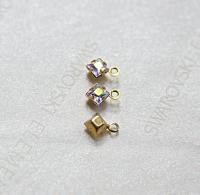 Swarovski 4mm fancy stone square setting drop one loop in 15 Colors 6/12/36/144/720 Pieces premium jewelry supplies in Brass setting charms