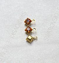 Swarovski 4mm fancy stone square setting drop one loop in 15 Colors 6/12/36/144/720 Pieces premium jewelry supplies in Brass setting charms