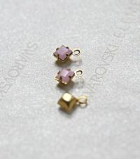 Swarovski 4mm fancy stone square setting drop one loop in 15 Colors 6/12/36/144/720 Pieces premium jewelry supplies in Brass setting charms