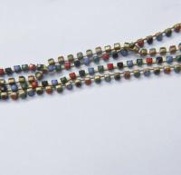 8 SS Rhinestone Chain Vintage Glass Pressed Chatons in opaque Multi Colored 2.5 mm 1/2/5/15 Meters boho chic blue, decoration, craft supply