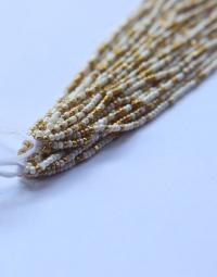 11/0 Hanks Charlotte Cut Beads IVORY Gold Patina 1/5/25/50/100 Hanks 2.0mm jewellery rare glass beads, jewelry supply, findings, craft