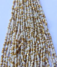 11/0 Hanks Charlotte Cut Beads IVORY Gold Patina 1/5/25/50/100 Hanks 2.0mm jewellery rare glass beads, jewelry supply, findings, craft