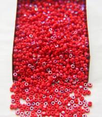 8/0 Charlotte Cut Beads Patina Light Red Opaque Aurore Boreale 10/20/50/250/500 Grams PREMIUM SEED Beads, jewelry supply, vintage findings