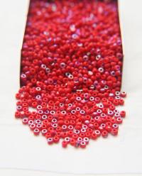 8/0 Charlotte Cut Beads Patina Light Red Opaque Aurore Boreale 10/20/50/250/500 Grams PREMIUM SEED Beads, jewelry supply, vintage findings
