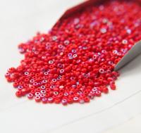 8/0 Charlotte Cut Beads Patina Light Red Opaque Aurore Boreale 10/20/50/250/500 Grams PREMIUM SEED Beads, jewelry supply, vintage findings