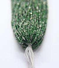 11/0 Hanks Charlotte Cut Beads Patina Transparent Light Emerald Silver 1/5/25/50/100 Hanks PREMIUM SEED BEADS, Native Supplies